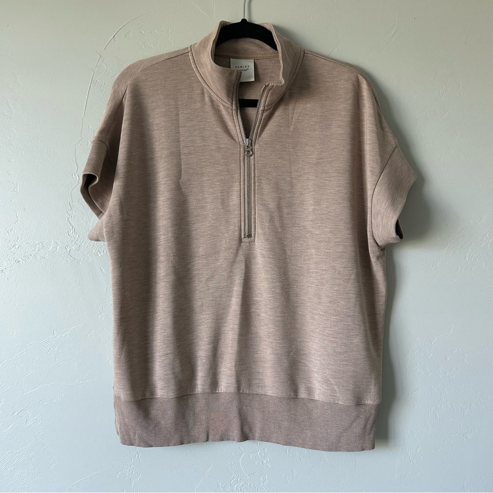 Varley Ritchie Short Sleeve Sweatshirt Taupe Marl Small Loungewear Neutral